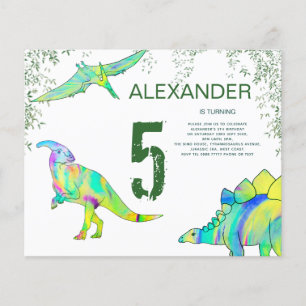 Begroting Dinosaur kleurrijke Birthday Party Flyer