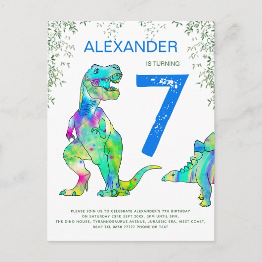 Begroting Dinosaur oerwoud Birthday Party Uitnodiging Briefkaart (Voorkant)