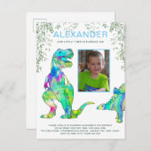 Begroting Dinosaur Roar Birthday Party Uitnodiging Briefkaart (Voorkant / Achterkant)