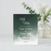 Begroting donkere groene Waterverf huwelijksuitnod (Staand voorkant)