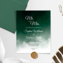 Begroting donkere groene Waterverf huwelijksuitnod