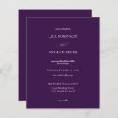 Begroting donkere Paarse kalligrafie bruiloft (Voorkant / Achterkant)