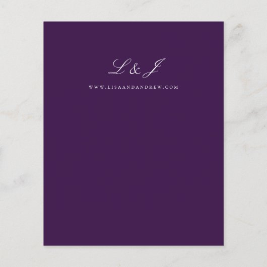Begroting donkere Paarse kalligrafie bruiloft (Achterkant)