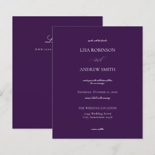 Begroting donkere Paarse kalligrafie bruiloft