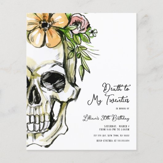Begroting Dood aan mijn 20e verjaardag schedel (Voorkant)