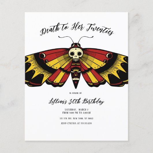 Begroting Dood tot 20s 'Birthday Moth and Skull De (Voorkant)