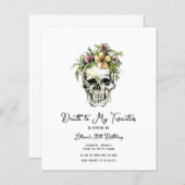 Begroting Dood voor mijn 20s Floral Skull Uitnodig (Voorkant / Achterkant)