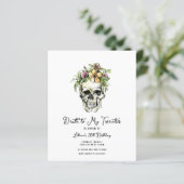 Begroting Dood voor mijn 20s Floral Skull Uitnodig (Staand voorkant)