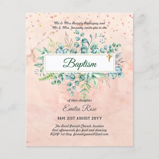 BEGROTING Doop Bautizo Bautismo BEGROEIING Uitnodi Flyer (Voorkant)