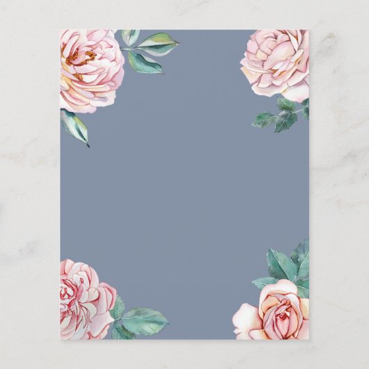 Begroting Dusty Blue Floral Peonies First Communit (Achterkant)