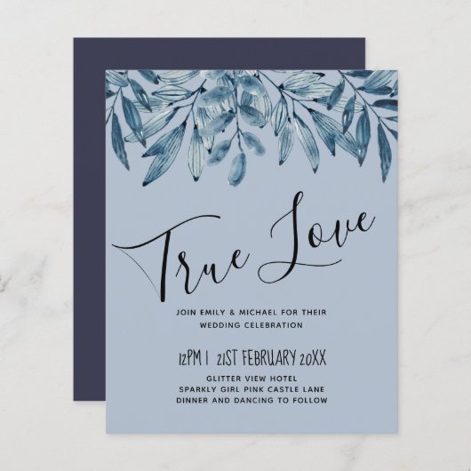 Begroting DUSTY BLUE Foliage Weddenschap (Voorkant / Achterkant)