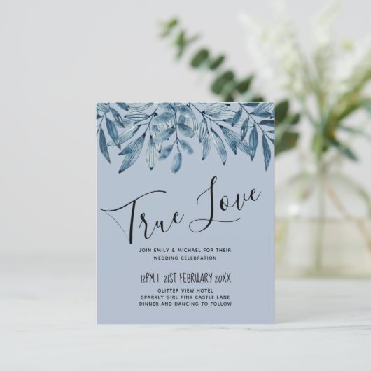 Begroting DUSTY BLUE Foliage Weddenschap (Staand voorkant)