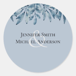 Begroting DUSTY BLUE Foliage Weddenschap Ronde Sticker