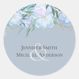 Begroting DUSTY BLUE Foliage Weddenschap Ronde Sticker