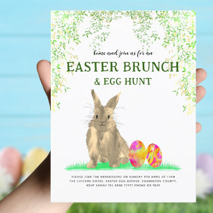 Begroting Easter Bunny Egg Hunt en Brunch Uitnodiging Briefkaart