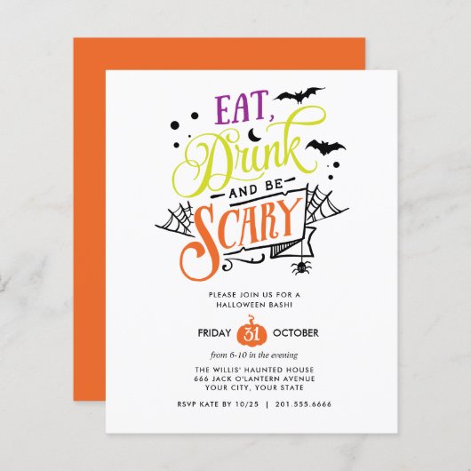 BEGROTING Eat Drink en eng Halloween Basparty (Voorkant / Achterkant)
