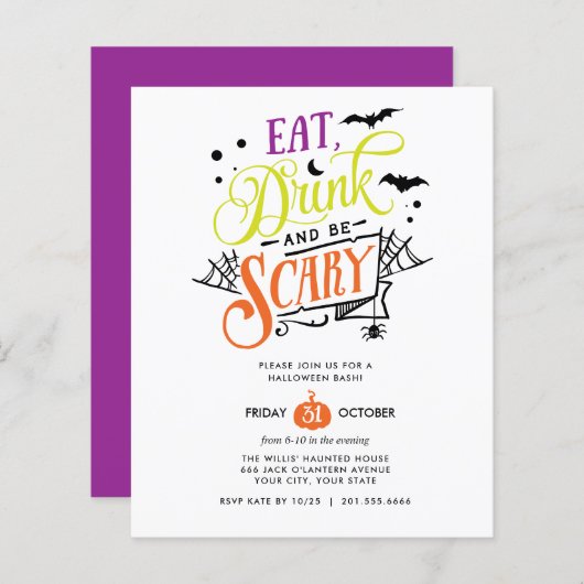 BEGROTING Eat Drink en eng Halloween Basparty (Voorkant / Achterkant)