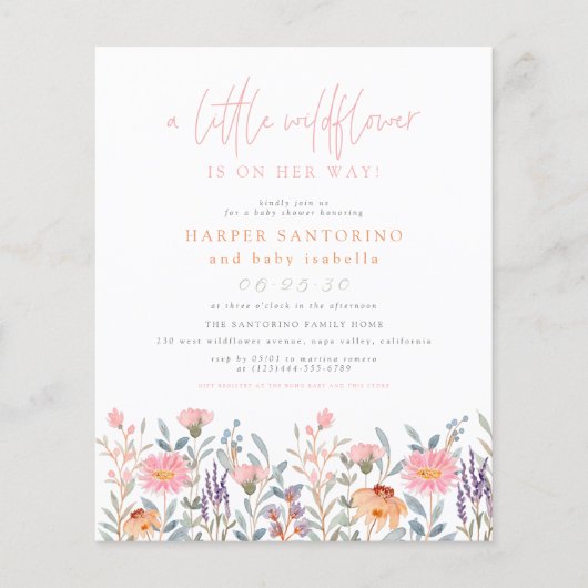 Begroting een klein Baby shower van het meisje van (Voorkant)