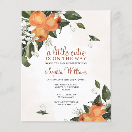 Begroting een kleine uitnodiging tot Baby shower b (Voorkant)