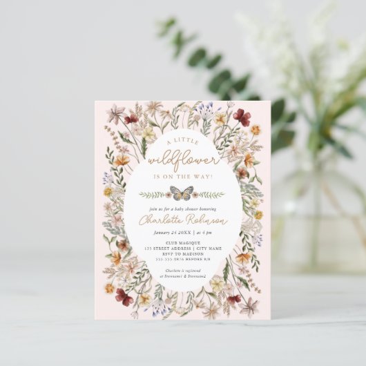 Begroting een kleine uitnodiging tot Baby shower v (Staand voorkant)