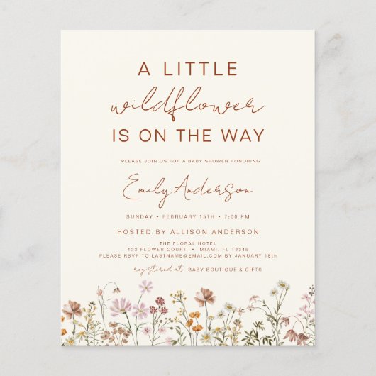 Begroting een kleine uitnodiging tot Baby shower v (Voorkant)