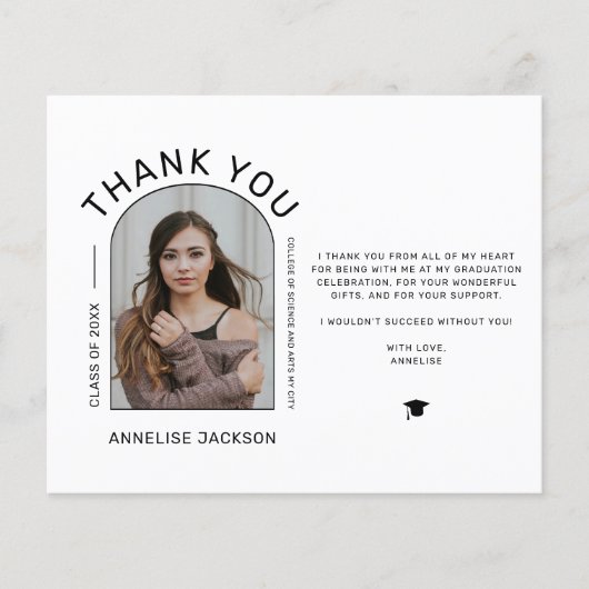 Begroting eenvoudig foto afstuderen dank u briefka (Voorkant)