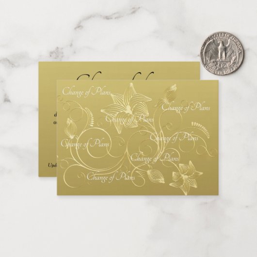 Begroting. Eenvoudig gouden weddenschap met uitges Notitiekaartje (Voorkant / Achterkant in situ)