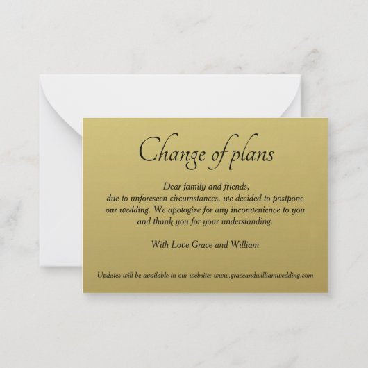 Begroting. Eenvoudig gouden weddenschap met uitges Notitiekaartje (Achterkant)