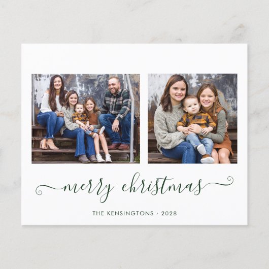 BEGROTING Eenvoudig groen script kerstfoto's (Voorkant)