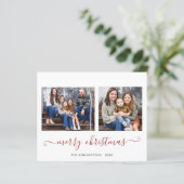 BEGROTING Eenvoudig rood script kerstfoto (Staand voorkant)