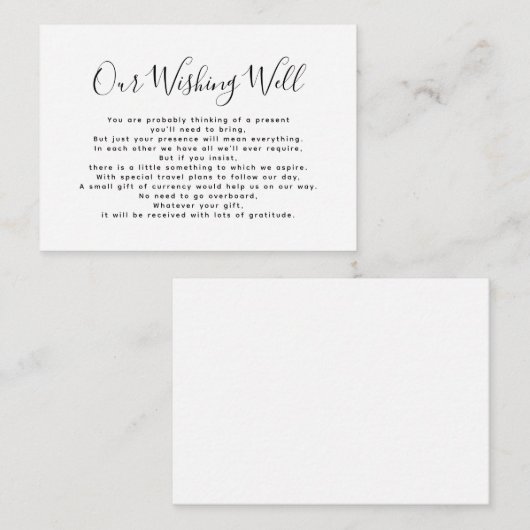 BEGROTING Eenvoudig script onze wens Notitiekaartje (Voorkant / Achterkant)