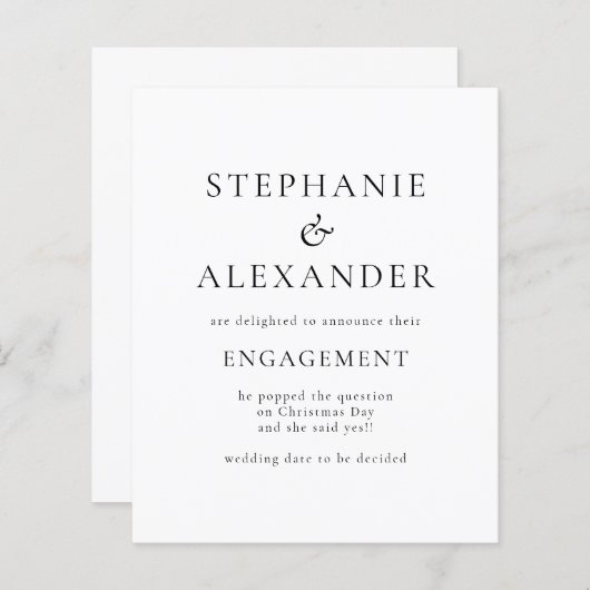 Begroting Eenvoudig tekst Verloving bekendmaking (Voorkant / Achterkant)