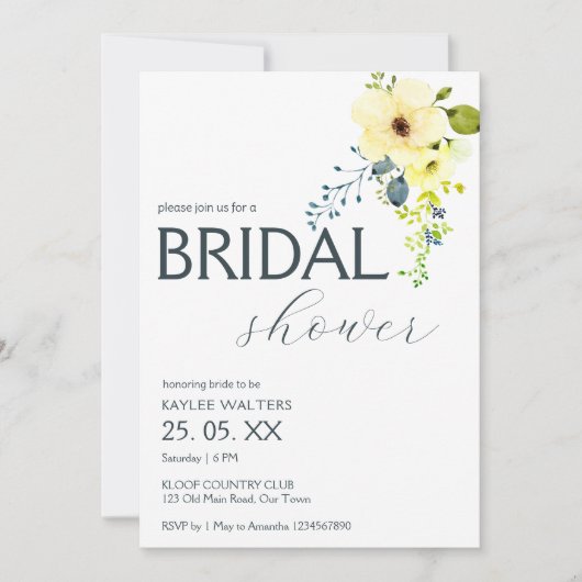 Begroting eenvoudige elegante bruiddoucheuitnodigi kaart (Voorkant)