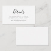 BEGROTING Eenvoudige legante bruiloft - Details be Notitiekaartje (Voorkant / Achterkant)