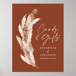 Begroting eenvoudige pampas-grasbruidskaarten en c poster