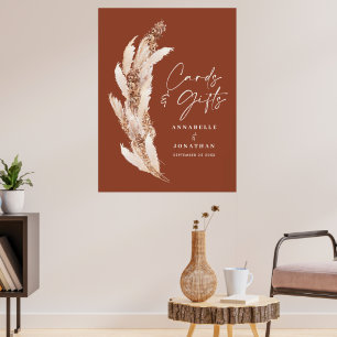 Begroting eenvoudige pampas-grasbruidskaarten en c poster