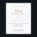 Begroting Eenvoudige tekst Blush 21st verjaardag u<br><div class="desc">Begroting Eenvoudige tekst Verpletter 21ste verjaardag uitnodiging. Een waarde voor geld kleiner 4.5 x 5.6 duim alternatief bleef aan de semi-verliesoptie in gebreke die voor uitnodigingen wordt geadviseerd en is een gelijkaardige dikte aan een briefkaart. De verzadigingsoptie is veel dunner papier beter voor behuizingen.</div>