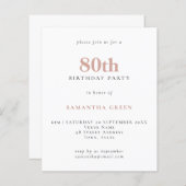 Begroting Eenvoudige tekst Blush 80th Birthday Inv (Voorkant / Achterkant)