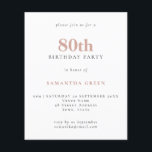 Begroting Eenvoudige tekst Blush 80th Birthday Inv<br><div class="desc">Begroting Eenvoudige tekst Blush 80th Birthday uitnodiging. Een waarde voor geld kleiner 4.5 x 5.6 duim alternatief bleef aan de semi-verliesoptie in gebreke die voor uitnodigingen wordt geadviseerd en is een gelijkaardige dikte aan een briefkaart. De verzadigingsoptie is veel dunner papier beter voor behuizingen.</div>