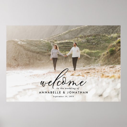 Begroting eenvoudige trouwfoto welkom eucalyptuspo poster (Voorkant)