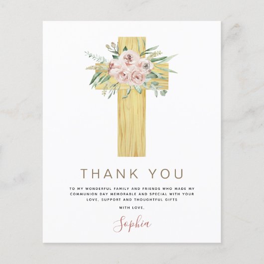 Begroting Eerste Heilige Communie Dank u droog roz Flyer (Voorkant)
