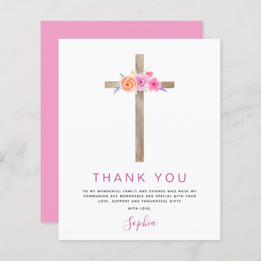 Begroting Eerste Heilige Communie Dank u Floral Pi (Voorkant / Achterkant)