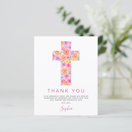 Begroting Eerste Heilige Communie Dank u Floral Pi (Staand voorkant)