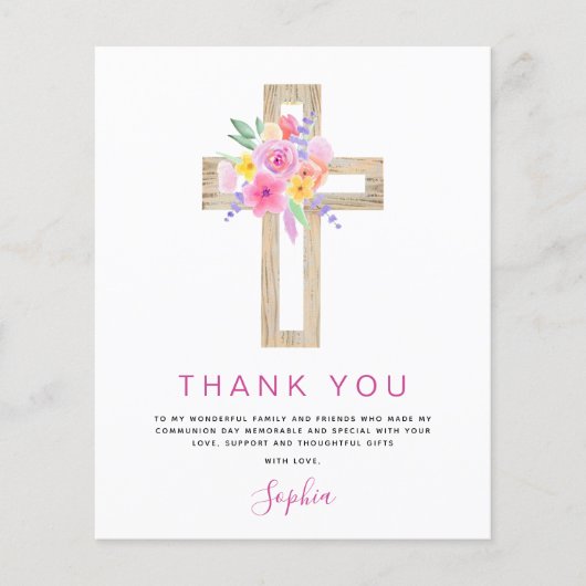 Begroting Eerste Heilige Communie Dank u Floral Pi (Voorkant)