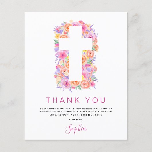 Begroting Eerste Heilige Communie Dank u Floral Pi Flyer (Voorkant)