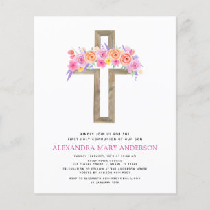 Begroting Eerste Heilige Communie Pastel Floral Pi Flyer