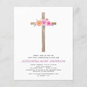 Begroting Eerste Heilige Communie Pastel Floral Pi Flyer