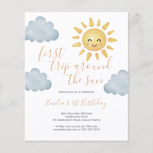 Begroting eerste reis rond de zon flyer (Voorkant)