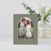 Begroting Elegant Arch Green Gold Save the Date (Staand voorkant)