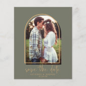 Begroting Elegant Arch Green Gold Save the Date (Voorkant)